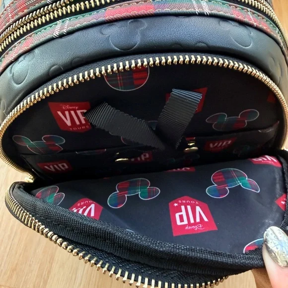 Loungefly Disney VIP Tour Plaid Mini Backpack with Gold Accents - new with tags